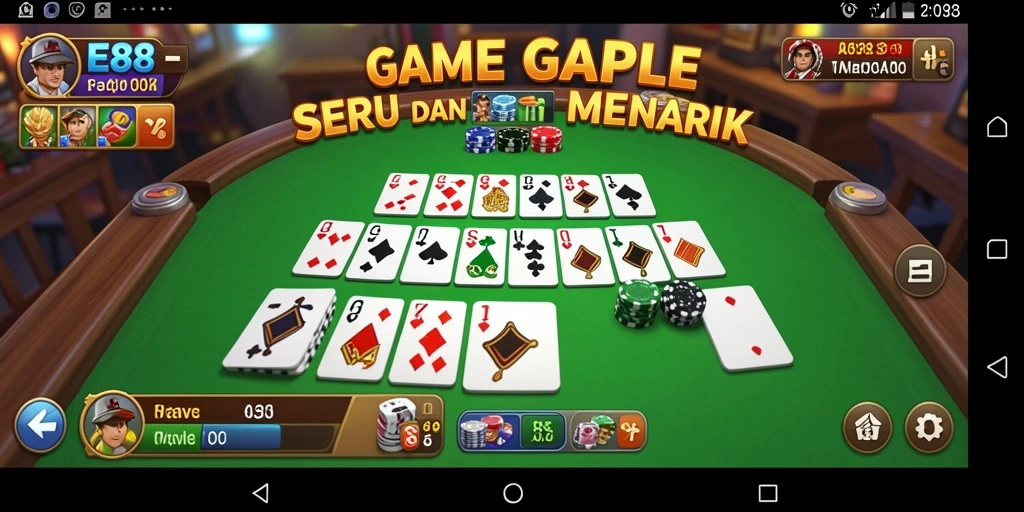 Tampilan gameplay Gaple yang seru dan interaktif di E88.