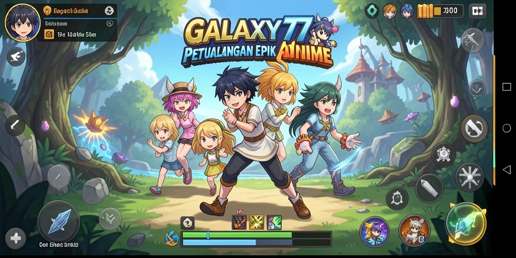 Tampilan gameplay yang memukau dan penuh aksi dalam GALAXY77.