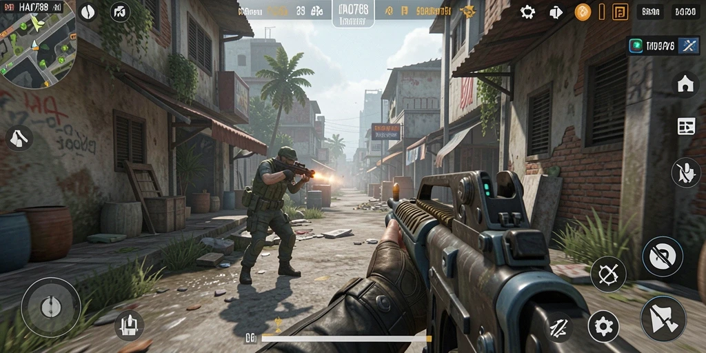 Tampilan menarik gameplay HAO788 dengan aksi tembak menembak yang intens.