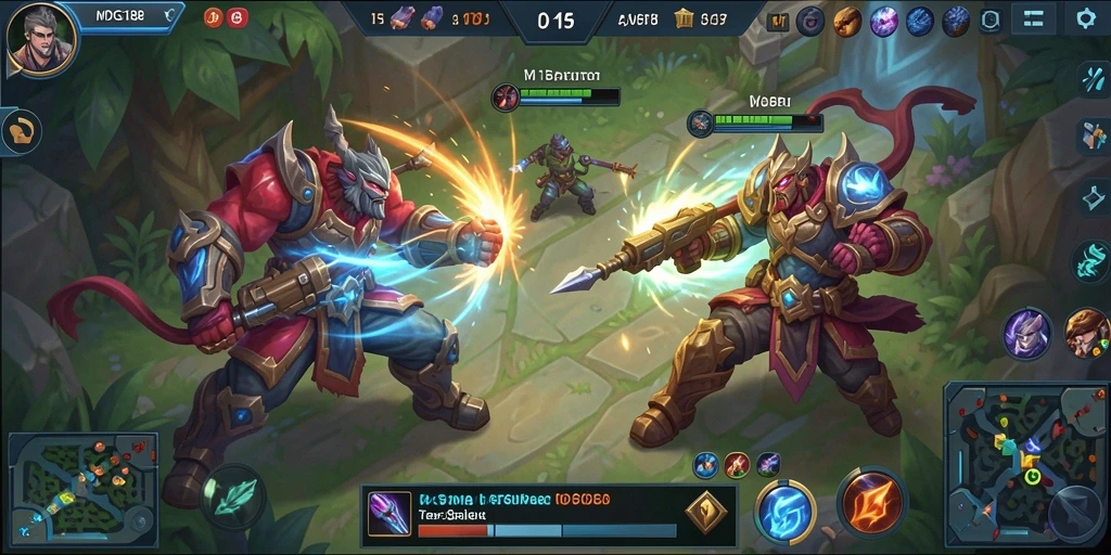 Tangkapan layar gameplay MOBA yang mendebarkan dalam MDG188.