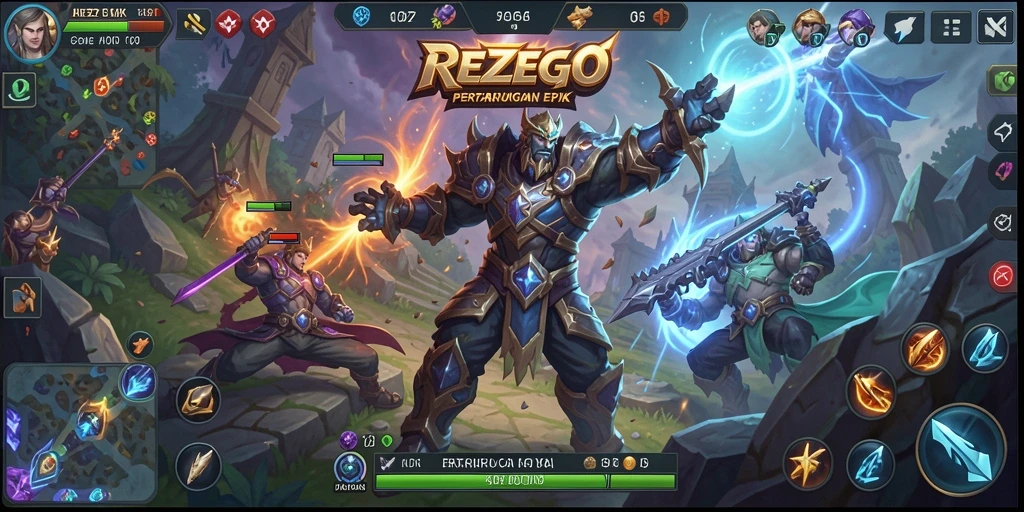 Tangkapan layar gameplay REZEGO menunjukkan aksi pertempuran yang mendebarkan.