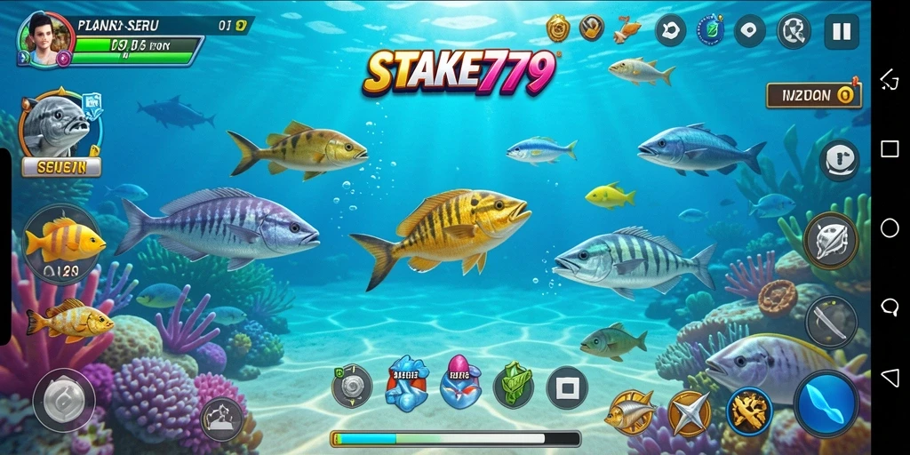 Tampilan gameplay STAKE779 saat menangkap ikan yang beragam.