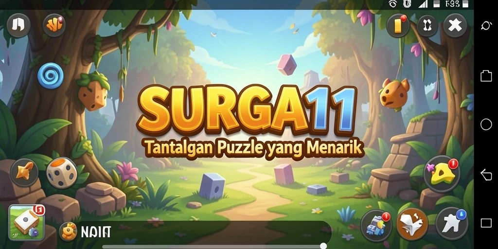 Screenshot utama SURGA11 menampilkan gameplay Puzzle yang seru dan menantang.