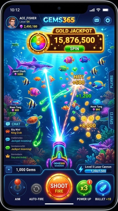 Tampilan utama aplikasi gems365 dengan navigasi yang mudah.